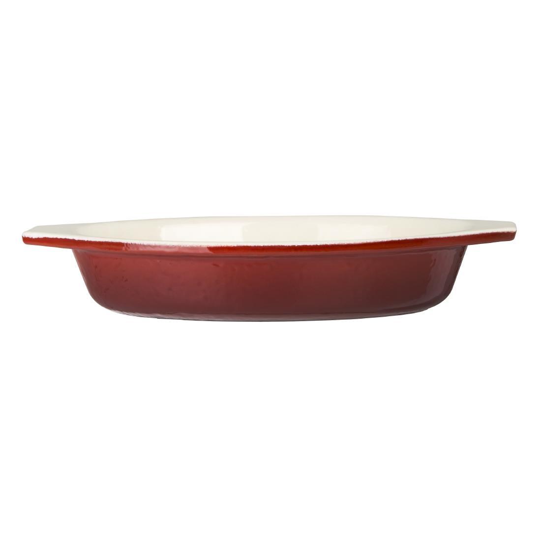 Vogue Red Oval Cast Iron Gratin Dish 650ml - GH317  - 2