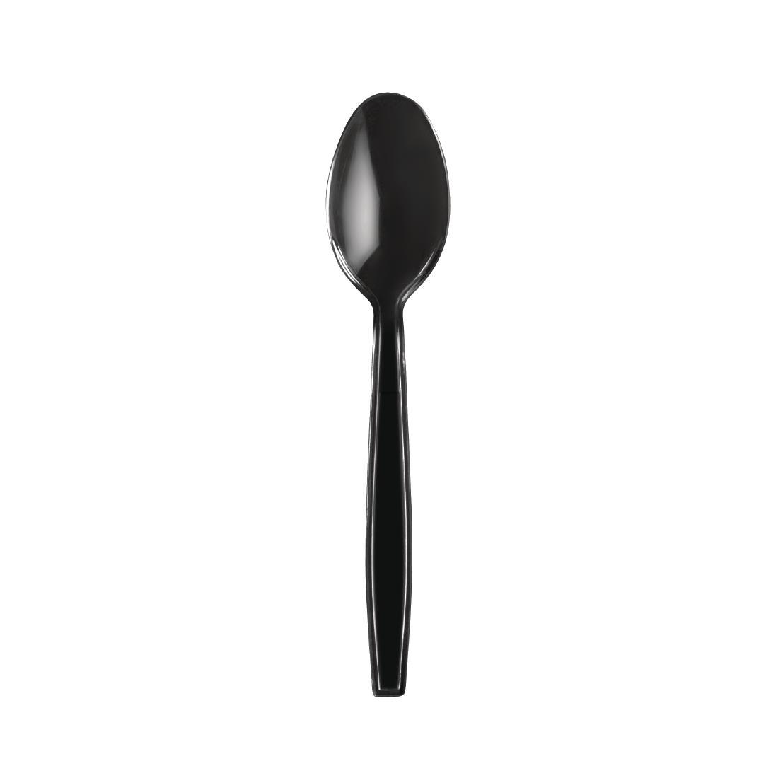 Fiesta Heavy Duty Disposable Plastic Dessert Spoons Black (Pack of 100) - U648  - 2
