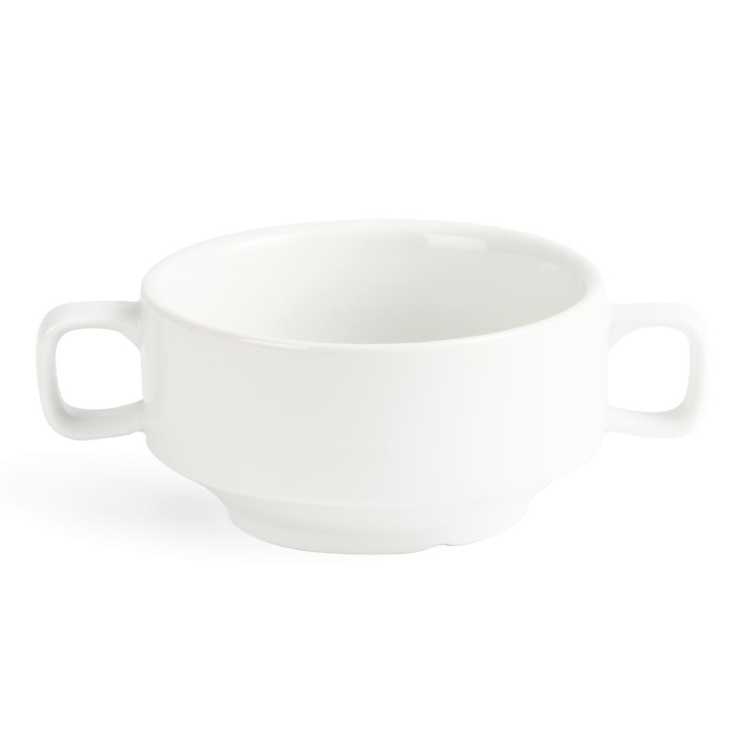 Olympia Whiteware Soup Bowls With Handles 400ml (Pack of 6) - C239  - 2