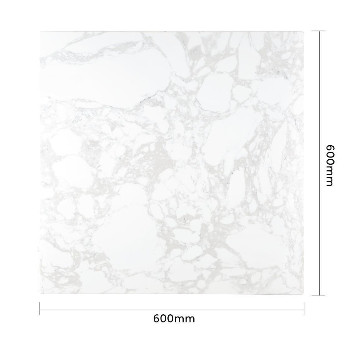 Bolero Square Marble Effect Table Top White 600mm - DC301  - 5
