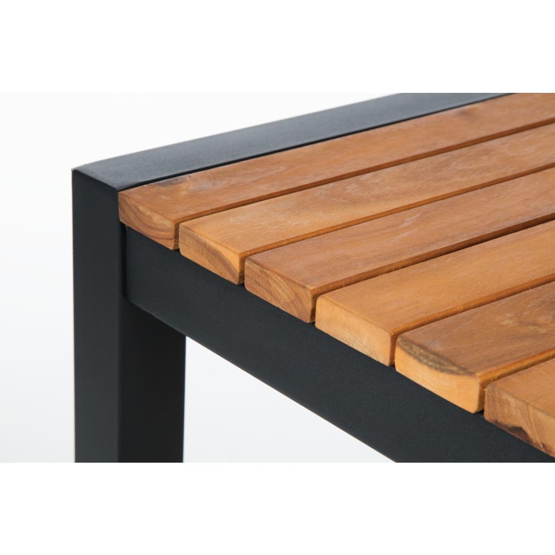 Bolero Square Steel and Acacia Bar Table 600mm - DS155  - 6