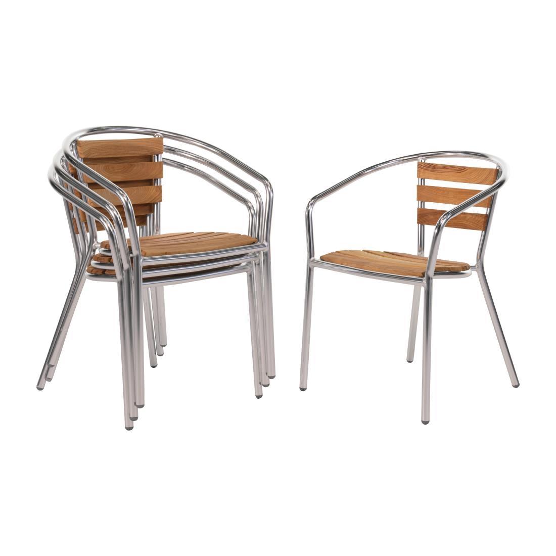 Bolero Aluminium and Ash Chairs (Pack of 4) - U421  - 1