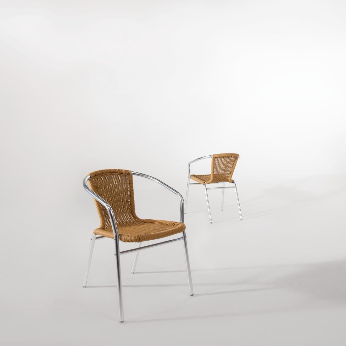 Bolero Aluminium and Natural Wicker Chair (Pack of 4) - U422  - 5