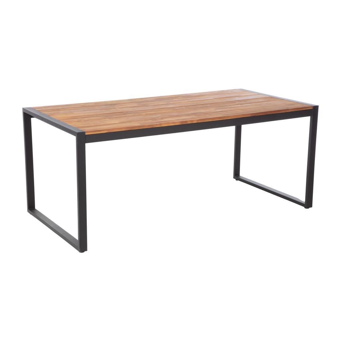 Bolero Acacia Wood and Steel Rectangular Industrial Table 1800mm - DS157  - 3