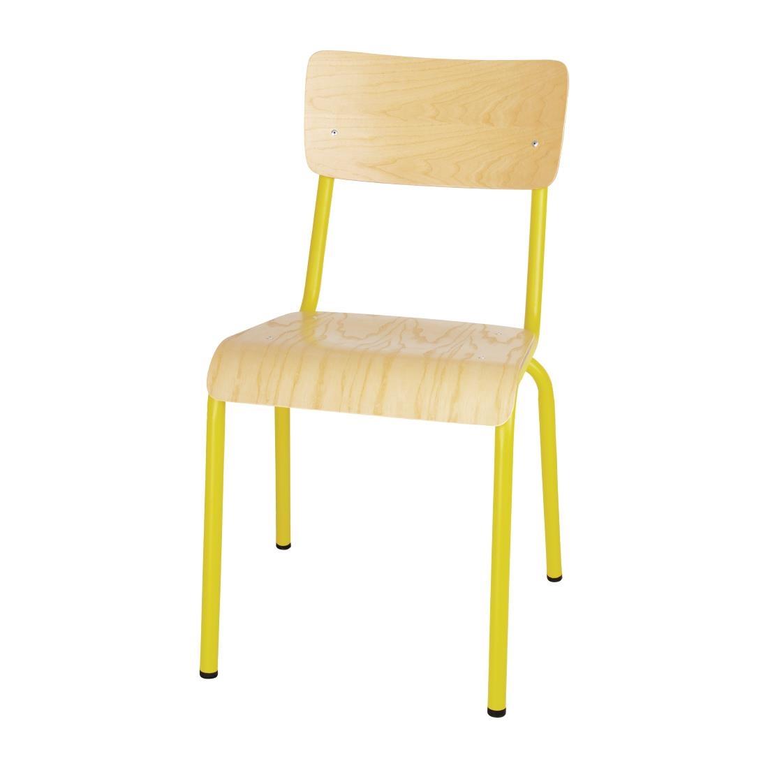 Bolero Cantina Side Chairs with Wooden Seat Pad and Backrest Yellow (Pack of 4) - FB948  - 1