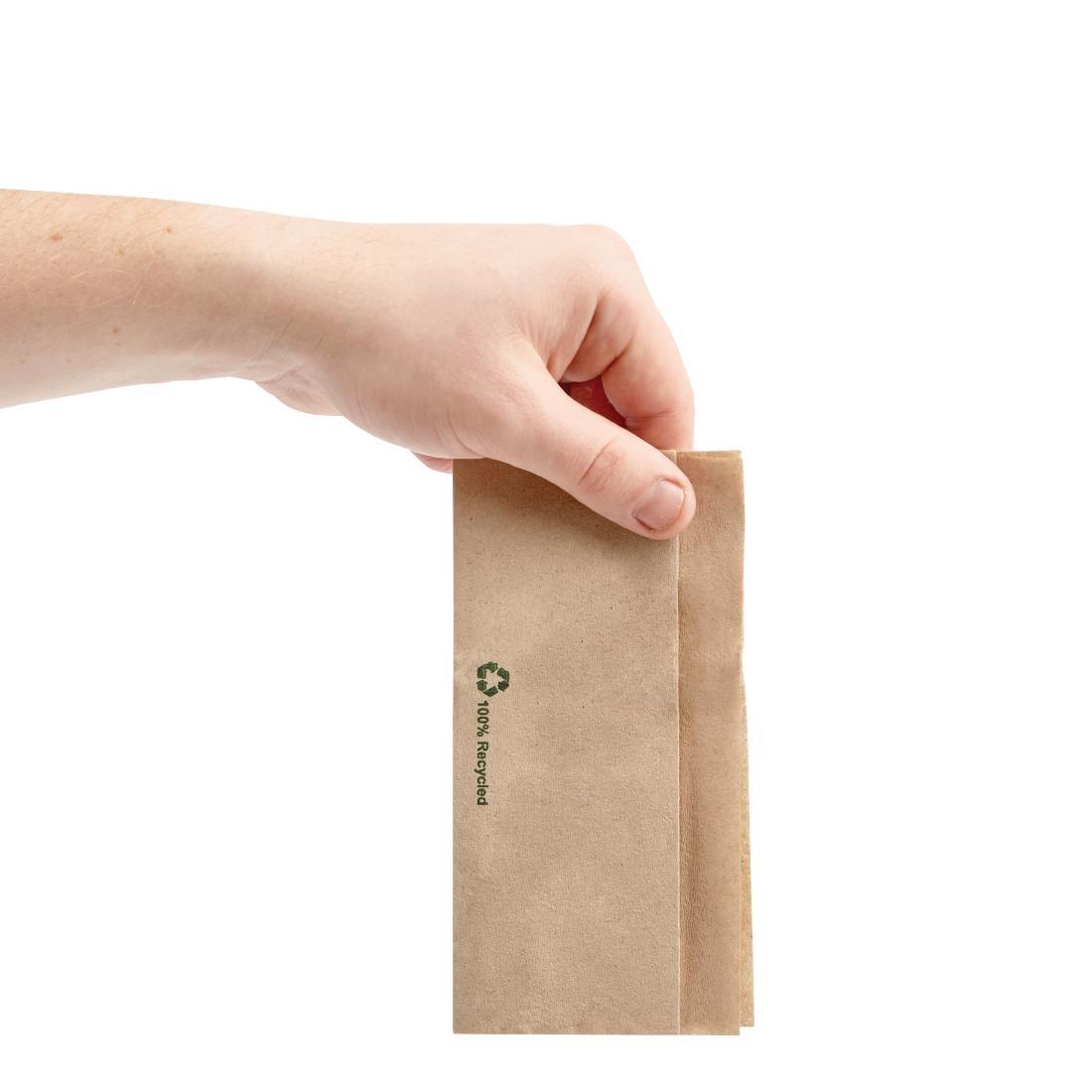 Fiesta Recyclable Recycled Lunch Napkin Kraft 32x30cm 1ply Dispenser Fold (Pack of 6000) - FE211  - 3