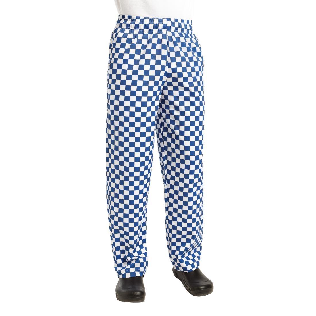 Chef Works Essential Baggy Pants Big Blue Check XS - A043-XS  - 1
