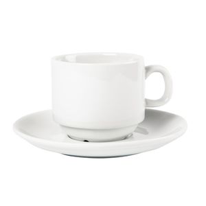 Olympia Whiteware Stacking Tea Cups 7oz 200ml (Pack of 12) - CB467  - 1