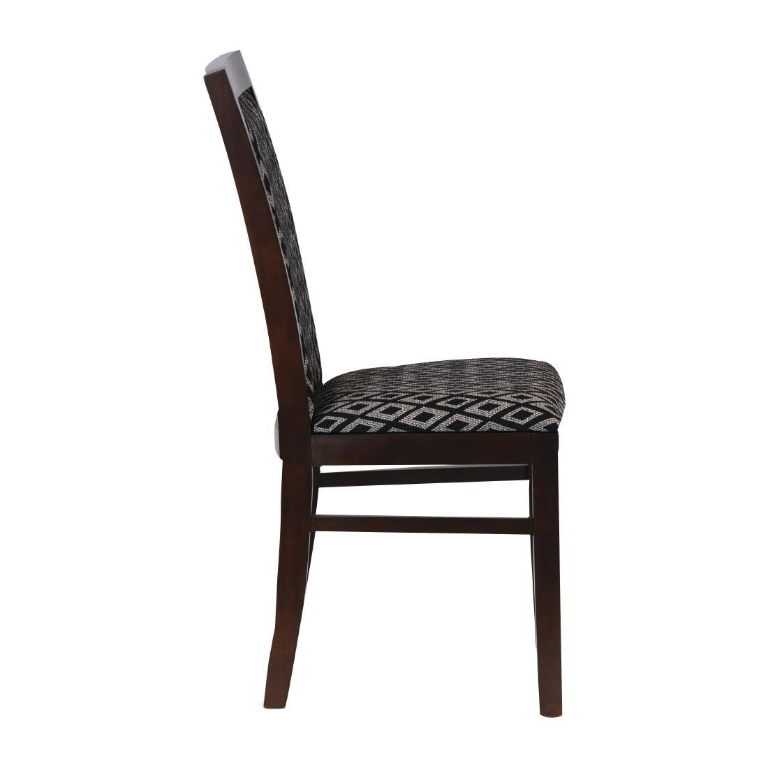 Brooklyn Padded Back Dark Walnut Dining Chair with Blue Diamond Padded Seat and Back (Pack of 2) - FT414  - 3