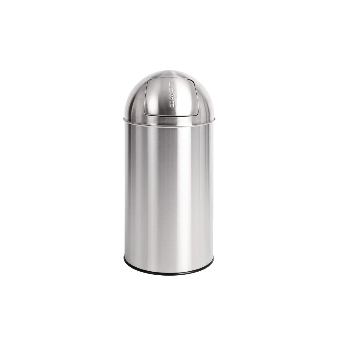 Bolero Stainless Steel Push Top Bullet Bin Silver 40Ltr - U803  - 1