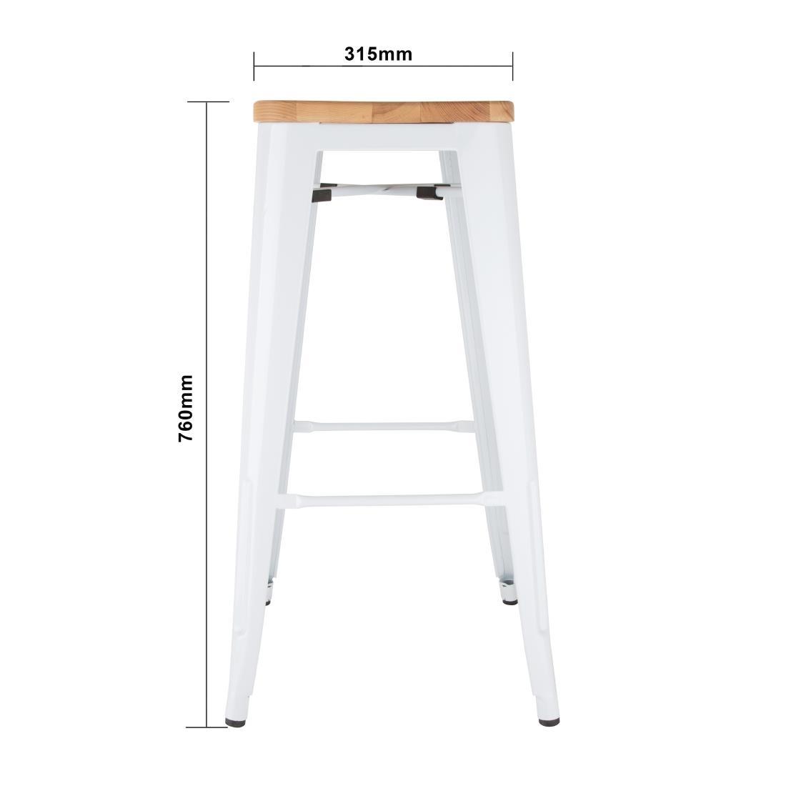 Bolero Bistro High Stools with Wooden Seatpad White (Pack of 4) - DW739  - 6