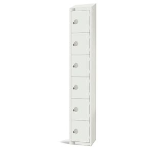 Elite Six Door Coin Return Locker with Sloping Top White - GR314-CNS  - 1