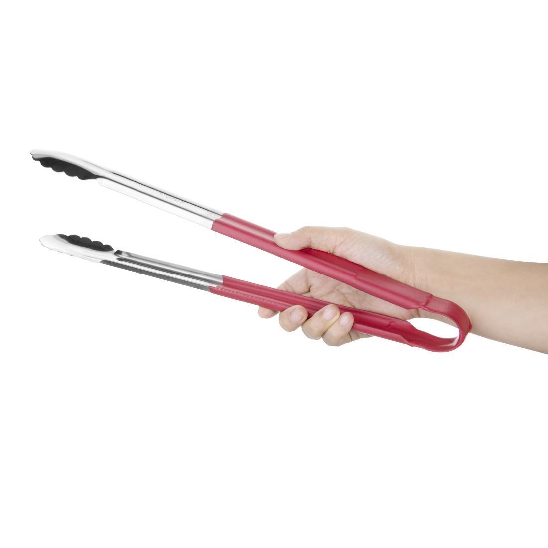 Hygiplas Colour Coded Serving Tong Red 405mm - HC854  - 2
