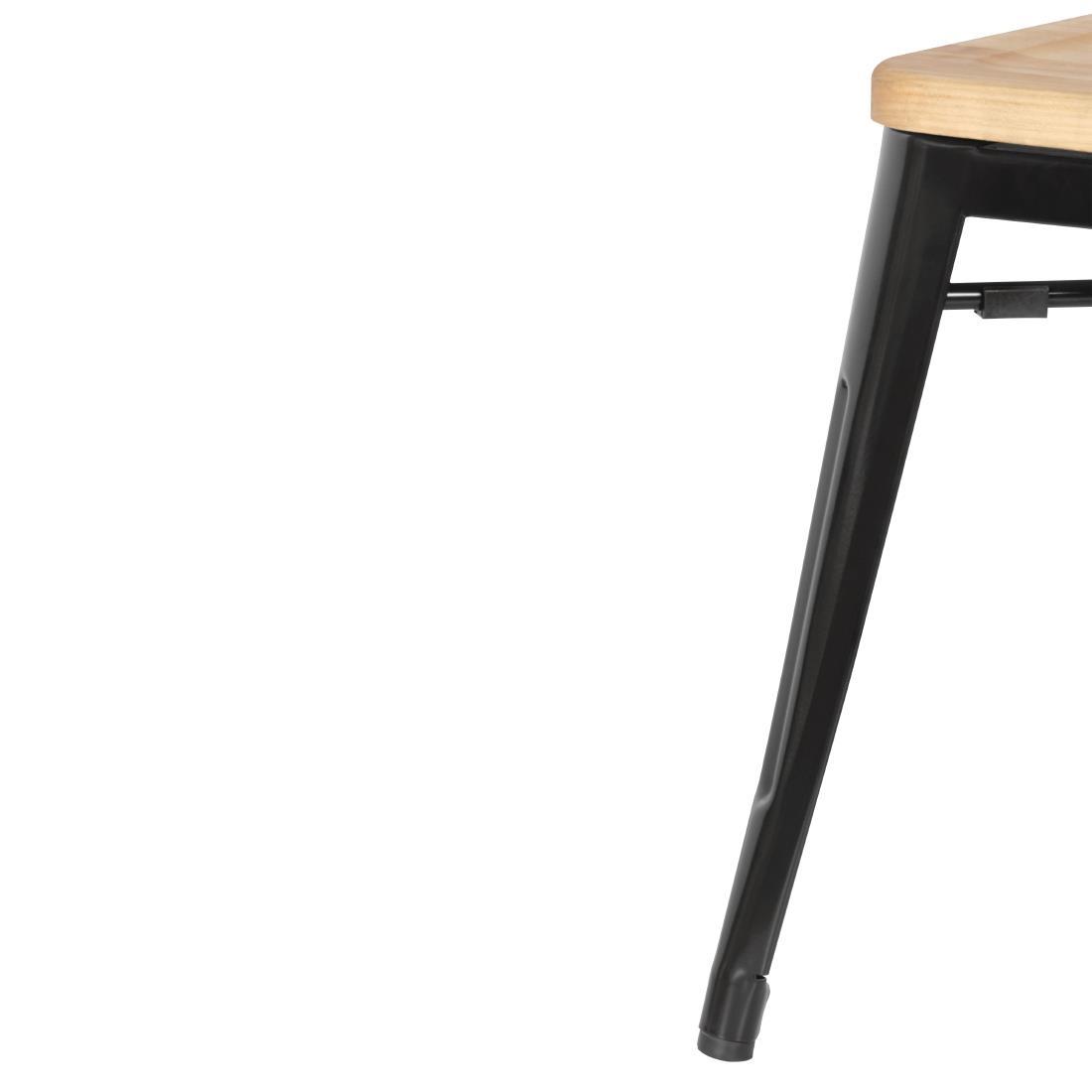 Bolero Bistro Low Stools with Wooden Seat Pad Black (Pack of 4) - GM635  - 6