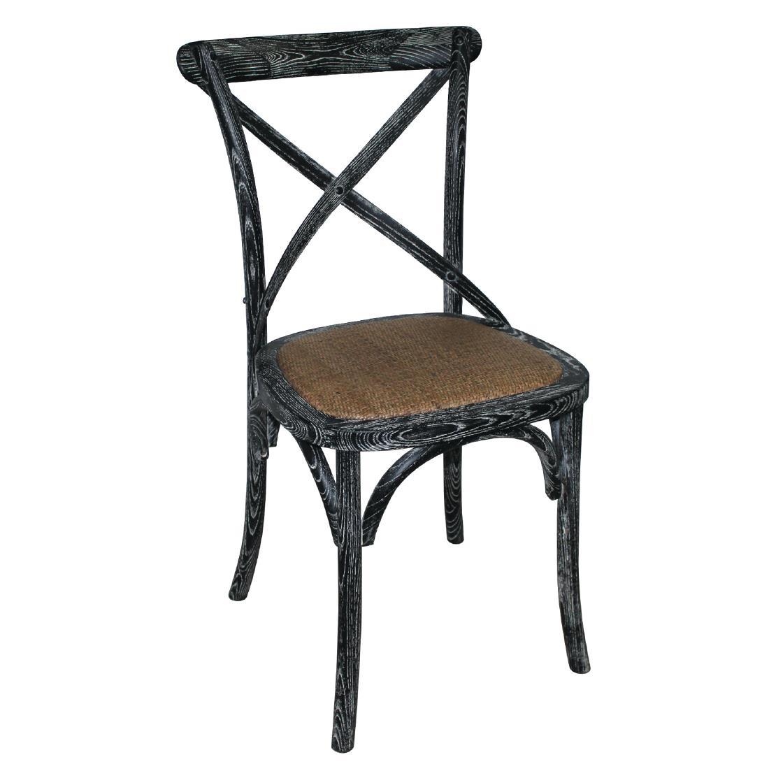 GG654 - Bolero Wooden Dining Chair with Cross Backrest Black Wash Finish (Box 2) - GG654  - 1