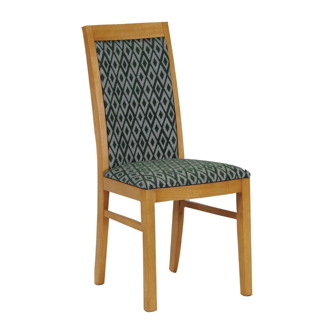 Brooklyn Padded Back Soft Oak Dining Chair with Green Diamond Padded Seat and Back (Pack of 2) - FT419  - 1
