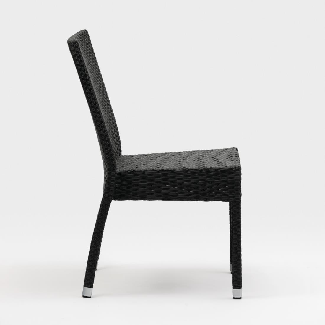 Bolero PE Wicker Side Chairs Charcoal (Pack of 4) - CF159  - 3