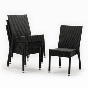 Bolero PE Wicker Side Chairs Charcoal (Pack of 4) - CF159  - 1