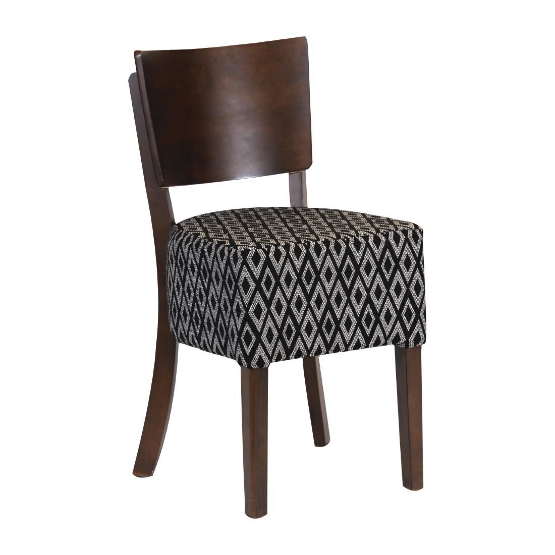 Asti Padded Dark Walnut Dining Chair with Blue Diamond Deep Padded Seat and Back (Pack of 2) - FT422  - 1