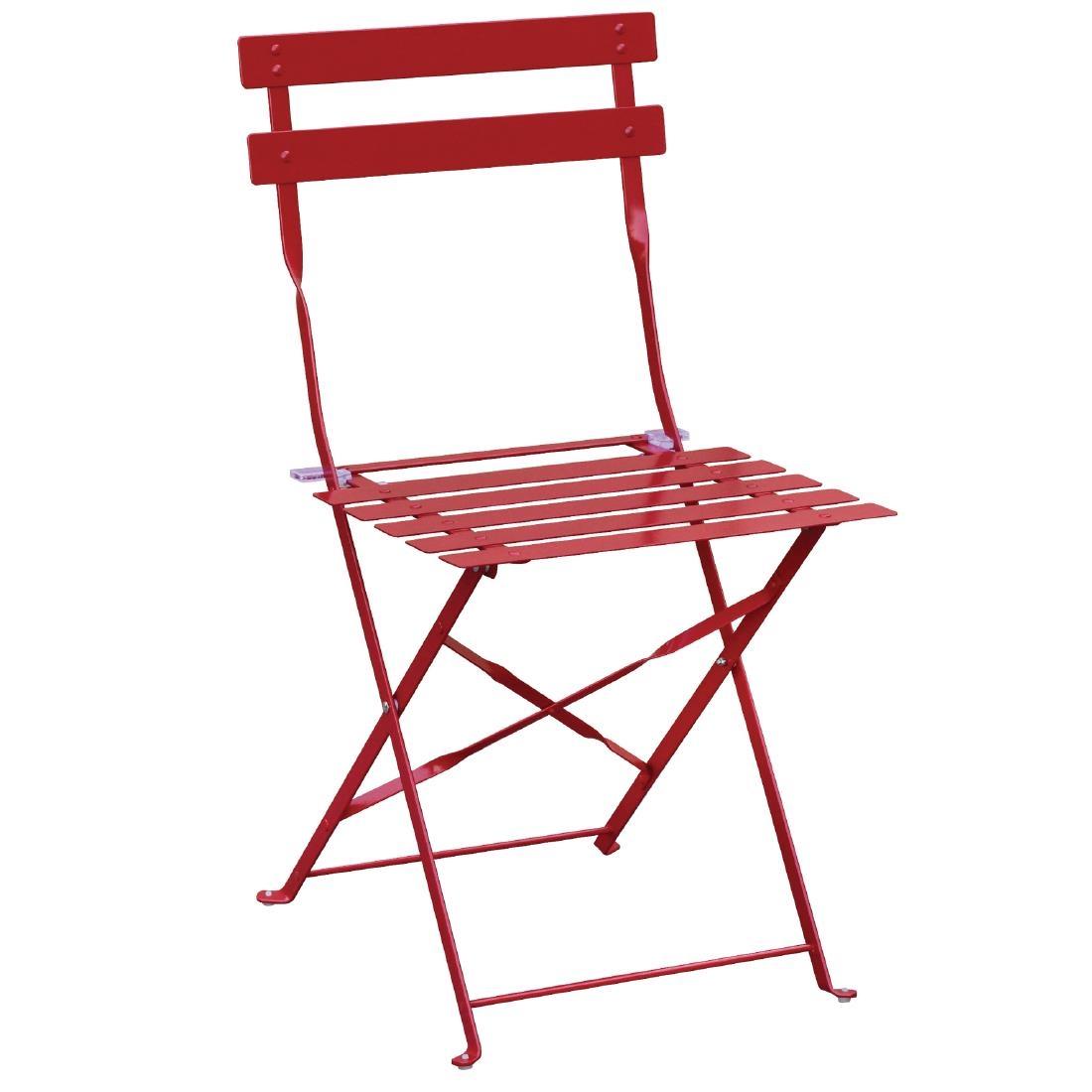 Bolero Red Pavement Style Steel Chairs (Pack of 2) - GH555  - 1