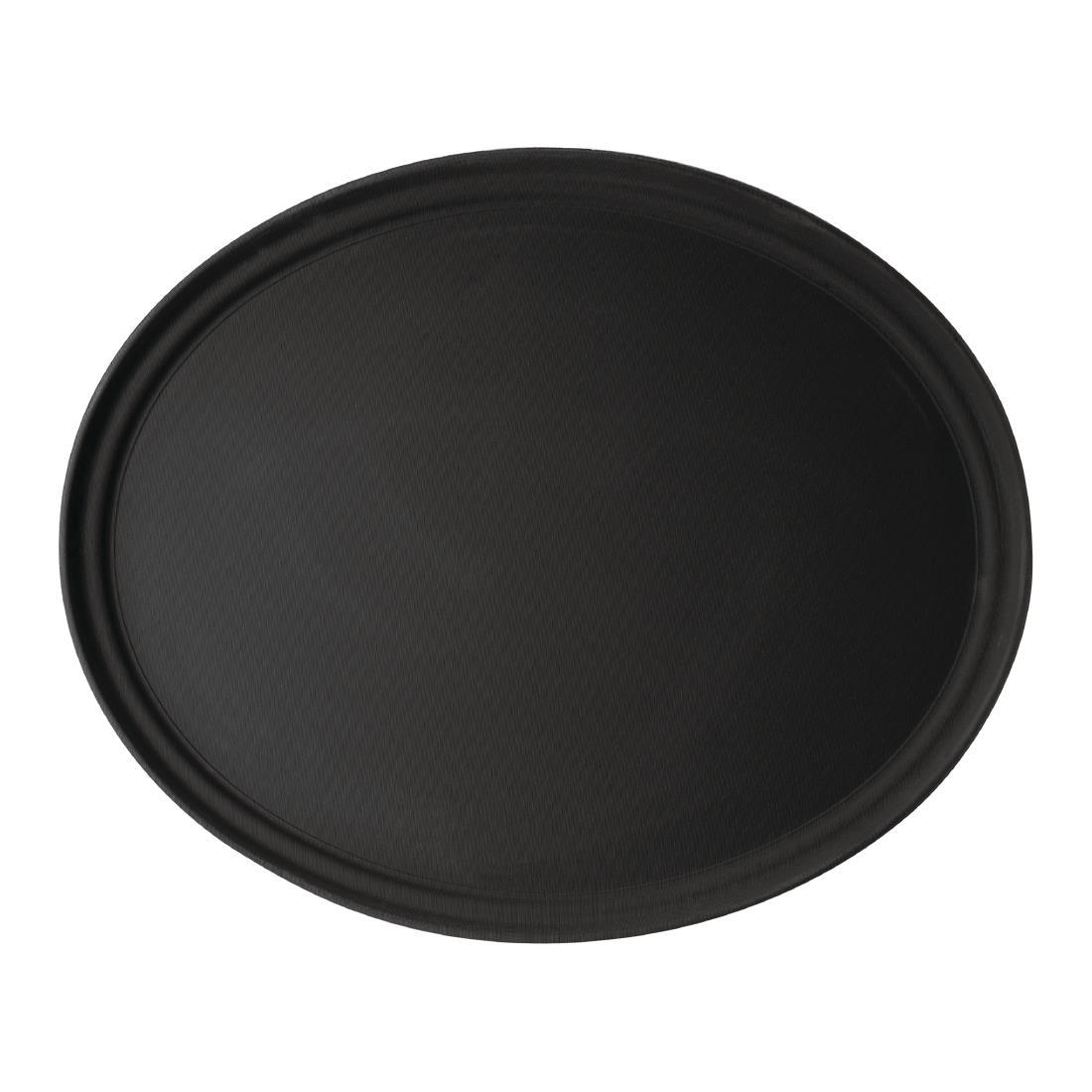 Cambro Camtread Large Fibreglass Oval Non-Slip Tray Black 600mm - DM783  - 1