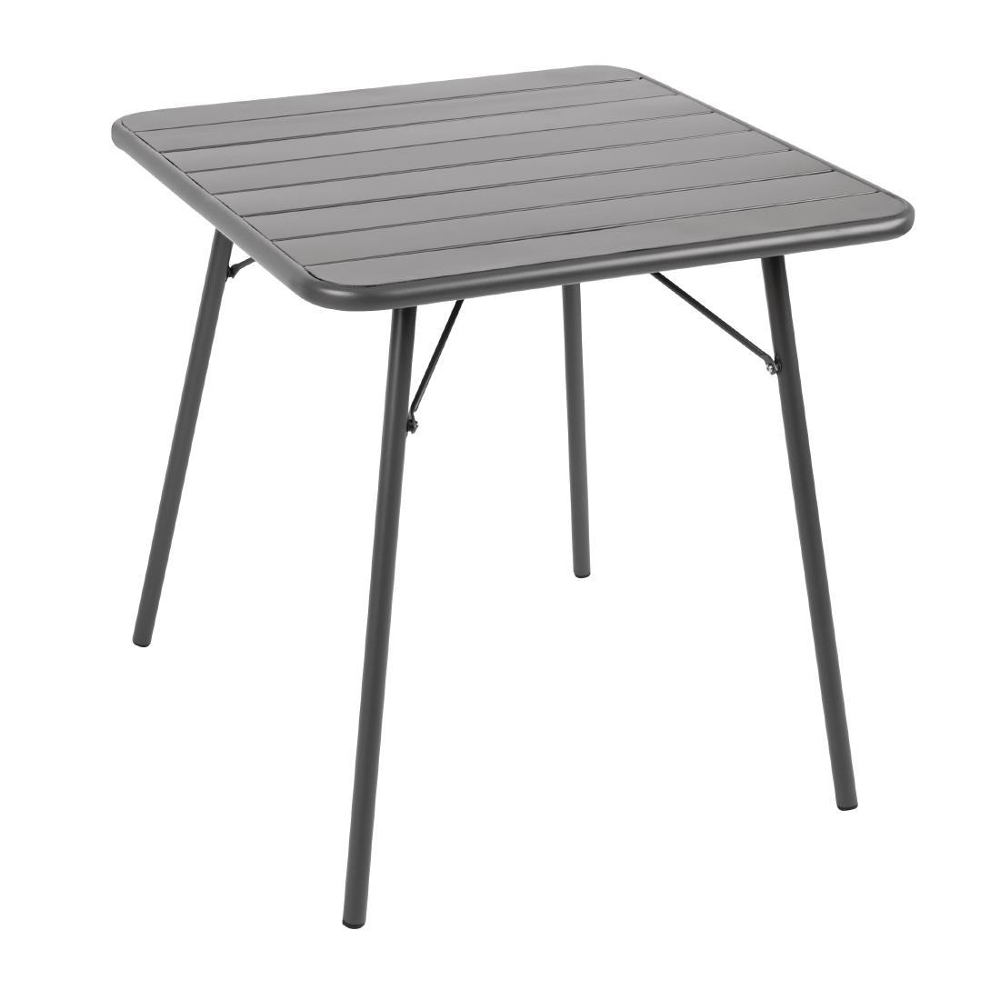 Bolero Square Slatted Steel Table Grey 700mm - CS730  - 1