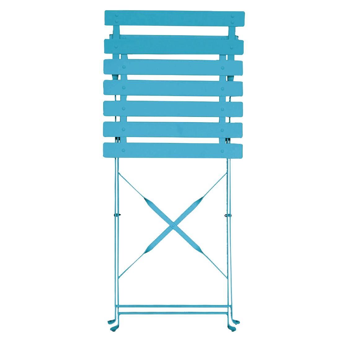Bolero Pavement Style Steel Chairs Seaside Blue (Pack of 2) - GK982  - 3