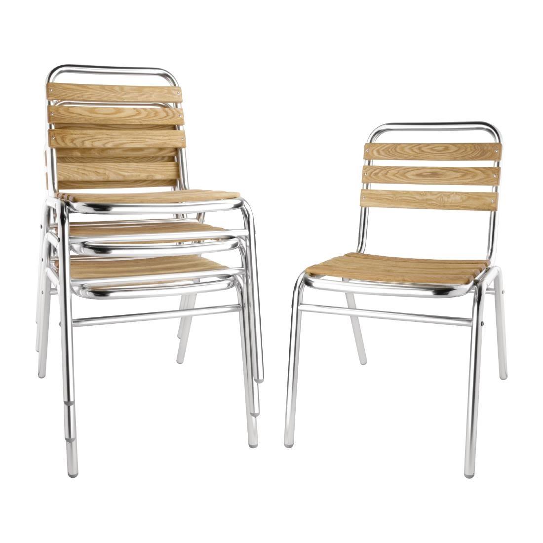 Bolero Aluminium & Ash Bistro Side Chairs (Pack of 4) - GK997  - 5