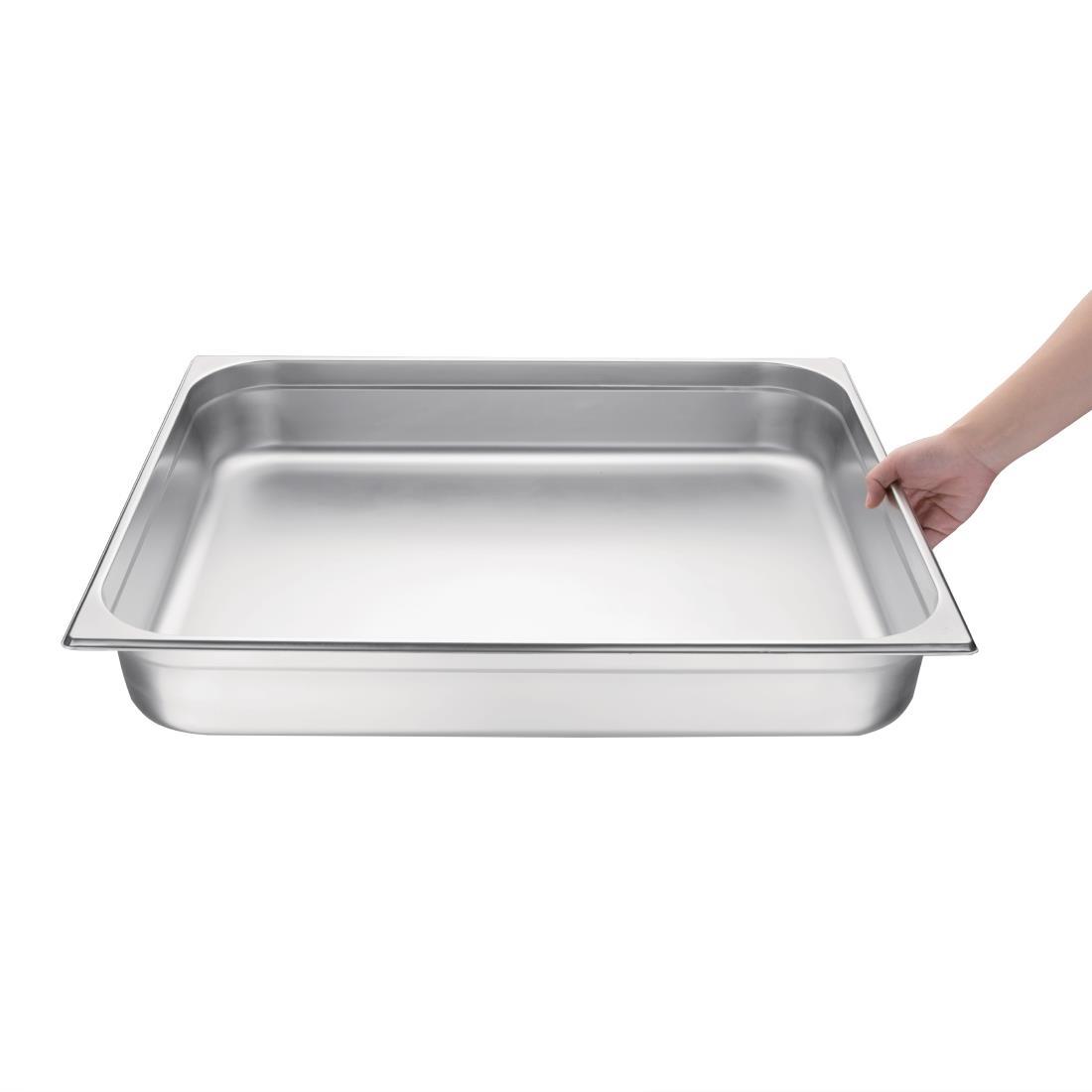Vogue Stainless Steel 2/1 Gastronorm Pan 100mm - K804  - 5
