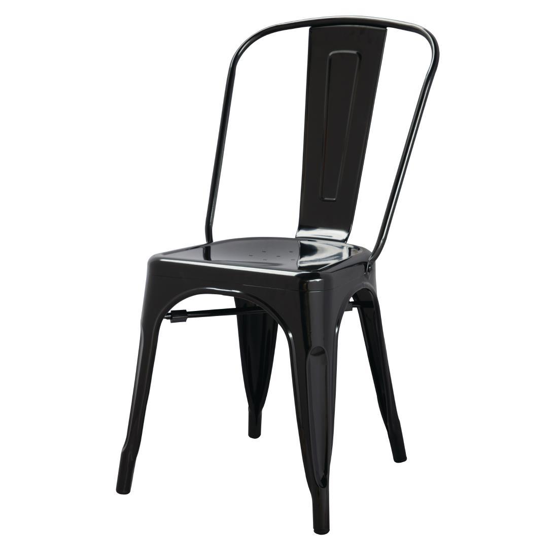 Bolero Bistro Steel Side Chairs Black (Pack of 4) - GL331  - 2