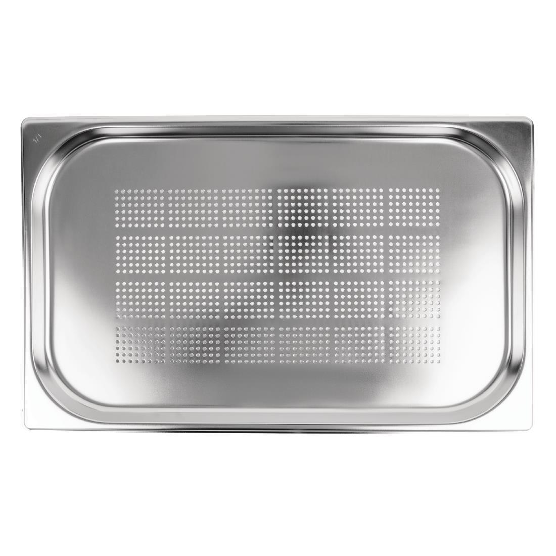 Vogue Stainless Steel Perforated 1/1 Gastronorm Pan 20mm - K827  - 3