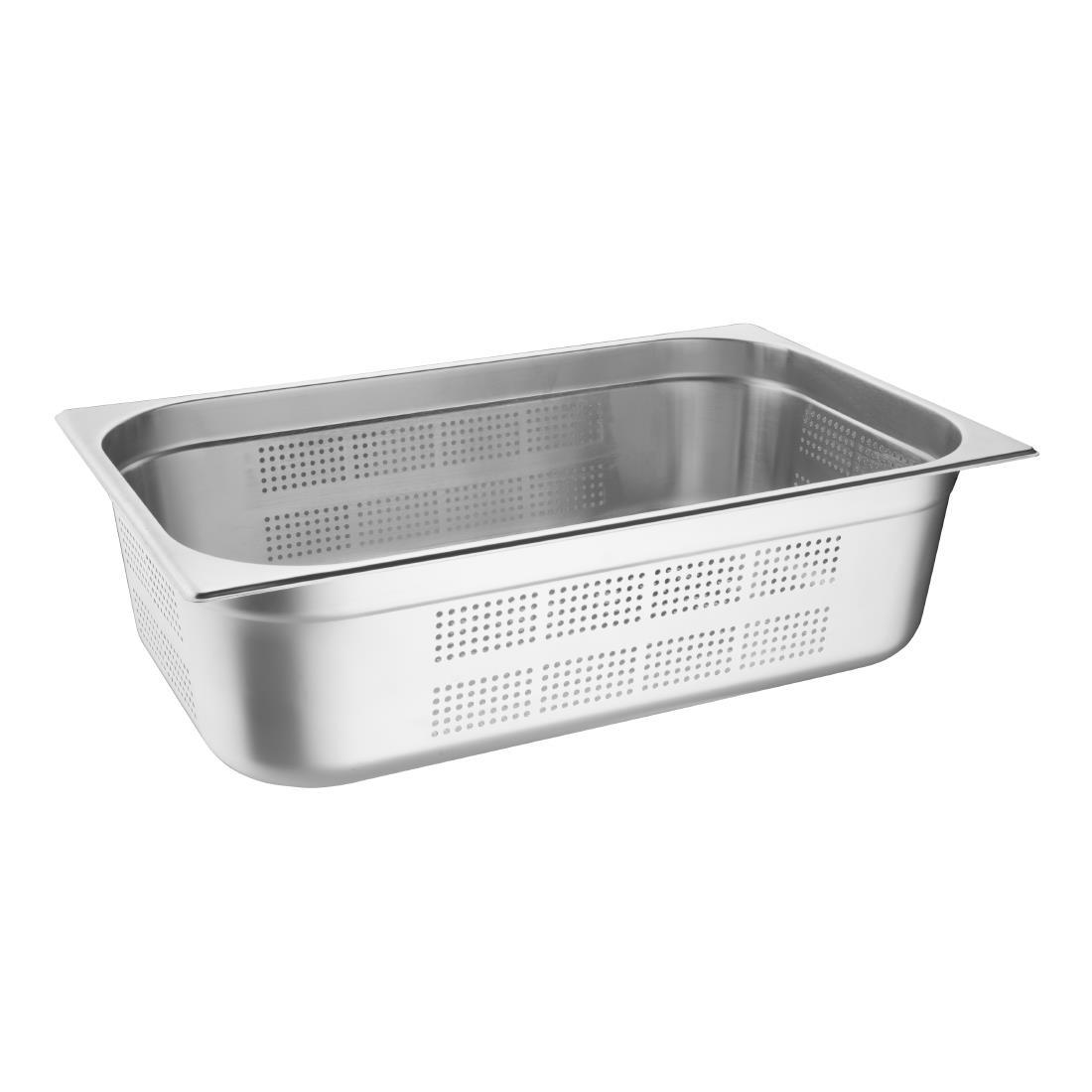 Vogue Stainless Steel Perforated 1/1 Gastronorm Pan 150mm - K842  - 1