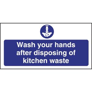 Wash Hands Kitchen Waste Sign - W191  - 1