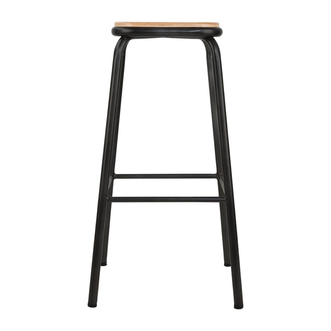 Bolero Cantina High Stools with Wooden Seat Pad Black (Pack of 4) - DE482  - 4