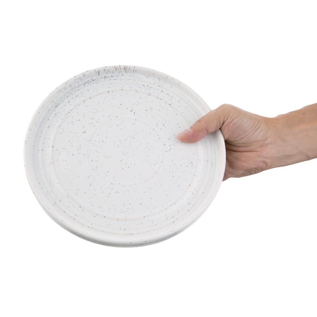 Olympia Cavolo Flat Round Plates White Speckle 220mm (Pack of 6) - FD903  - 4