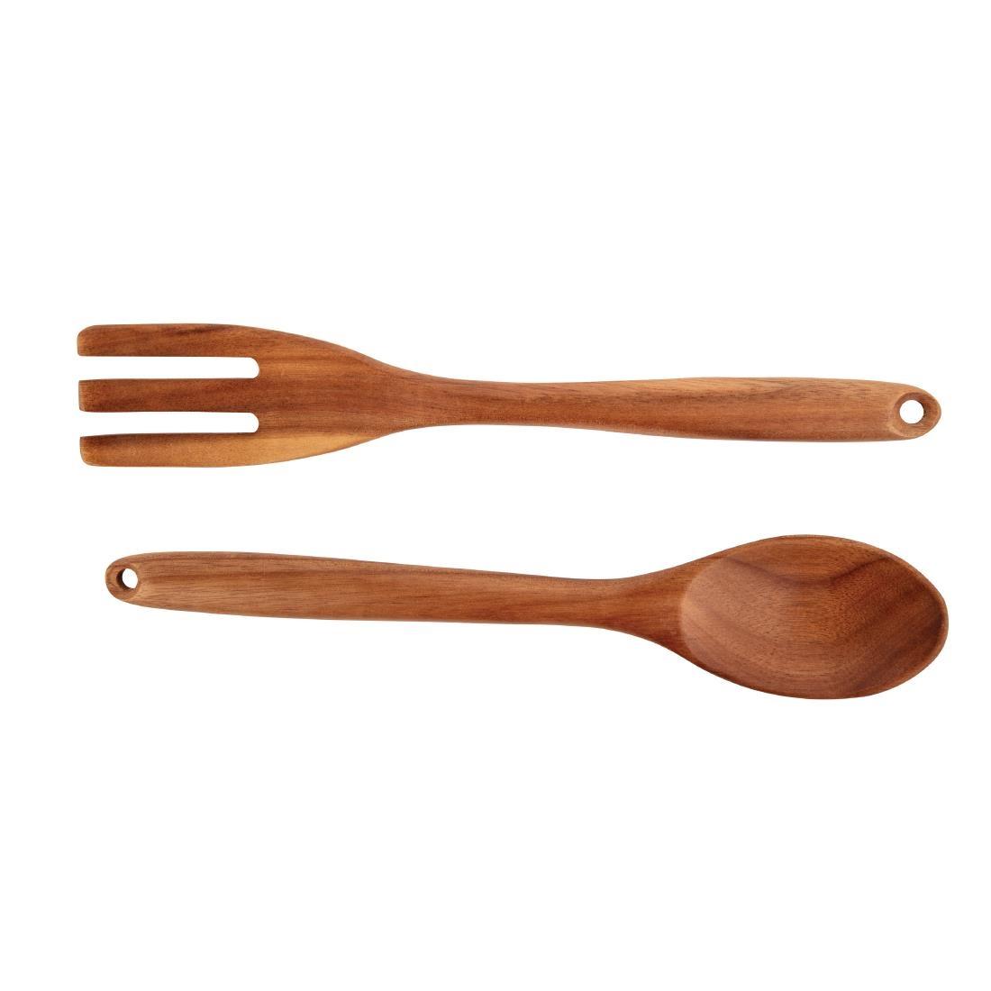 Olympia Wooden Salad Tong and Spoon Set - CN691  - 2