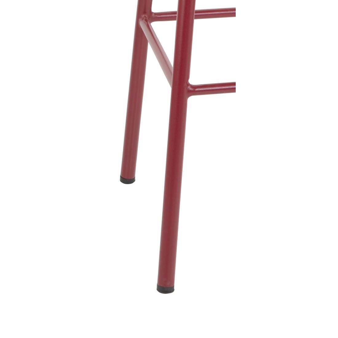 Bolero Cantina High Stools with Wooden Seat Pad Wine Red (Pack of 4) - FB937  - 3