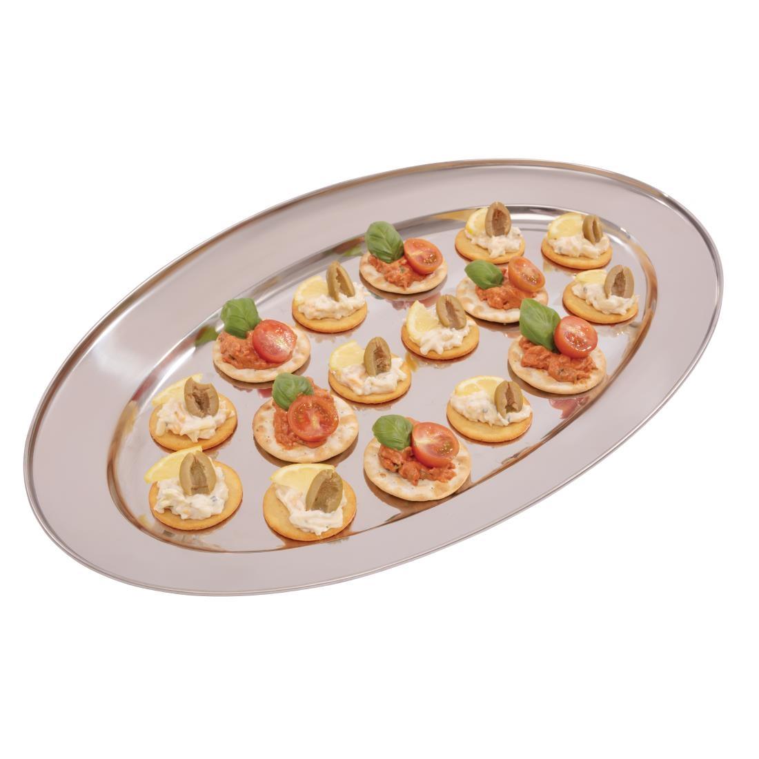 Olympia Stainless Steel Oval Serving Tray 550mm - K368  - 4