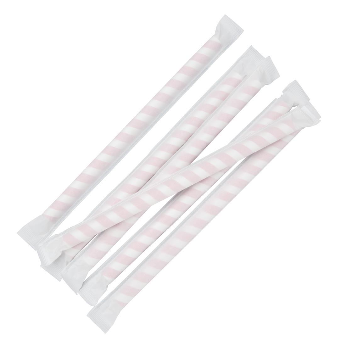 Fiesta Compostable Individually Wrapped Paper Smoothie Straws Red Stripes (Pack of 250) - FP443  - 5