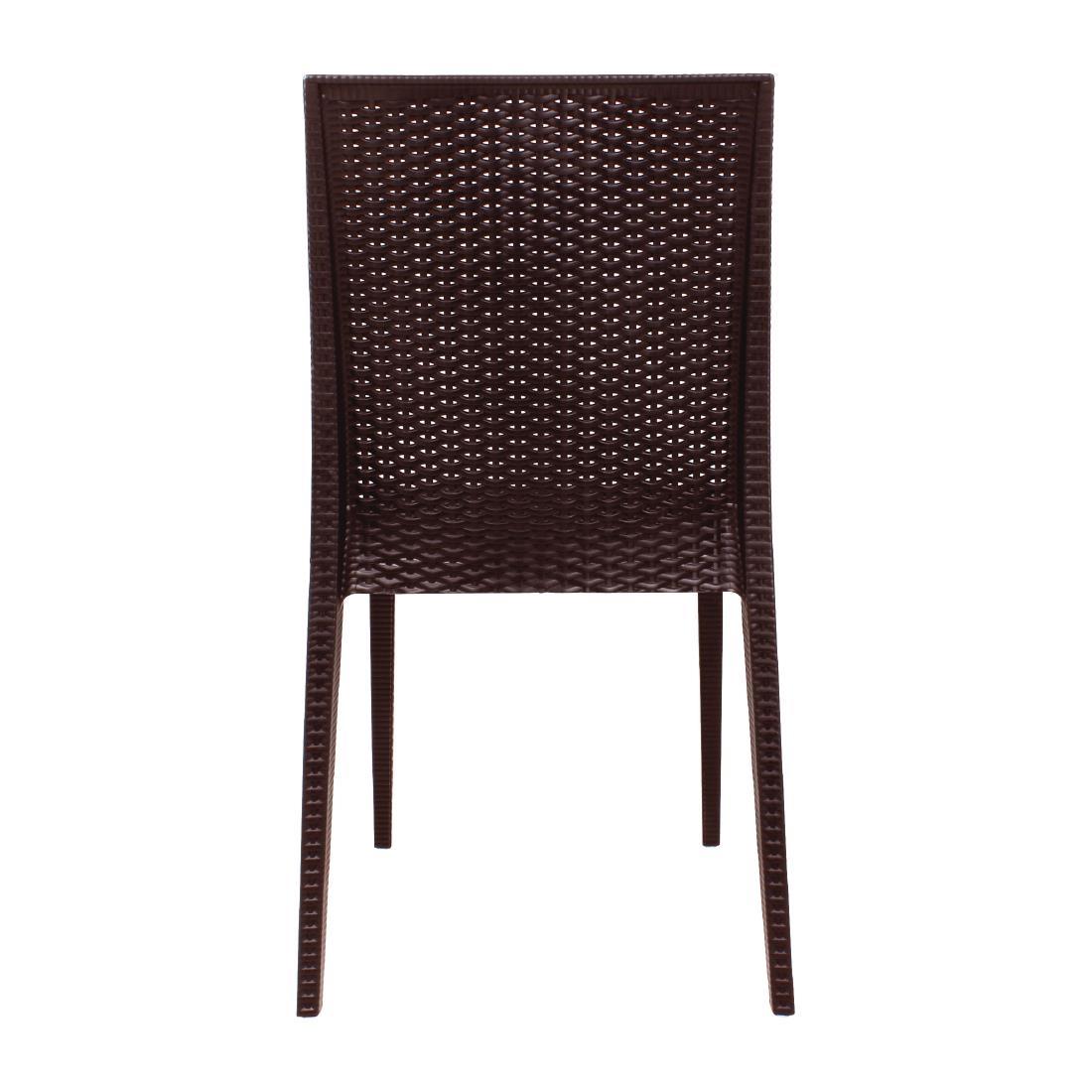 Bolero PP Rattan Bistro Side Chairs Brown (Pack of 4) - GR361  - 4