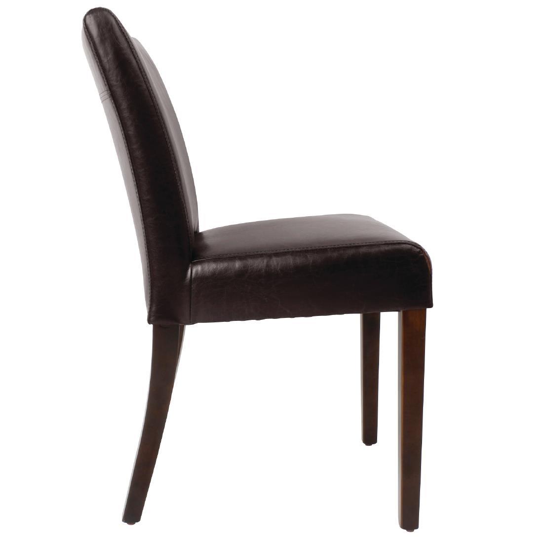 Bolero Faux Leather Contemporary Dining Chair Dark Brown (Pack of 2) - GR366  - 2