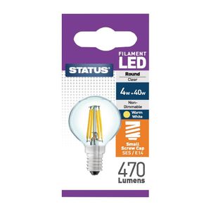 Status Filament LED Round SES Warm White Light Bulb 4/40w - FW524  - 1