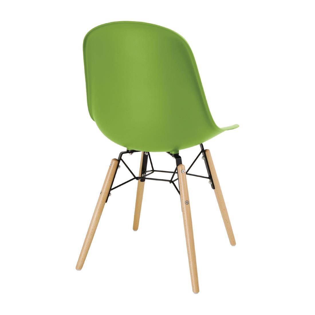 Bolero PP Moulded Side Chair Green with Spindle Legs (Pack of 2) - DM843  - 3