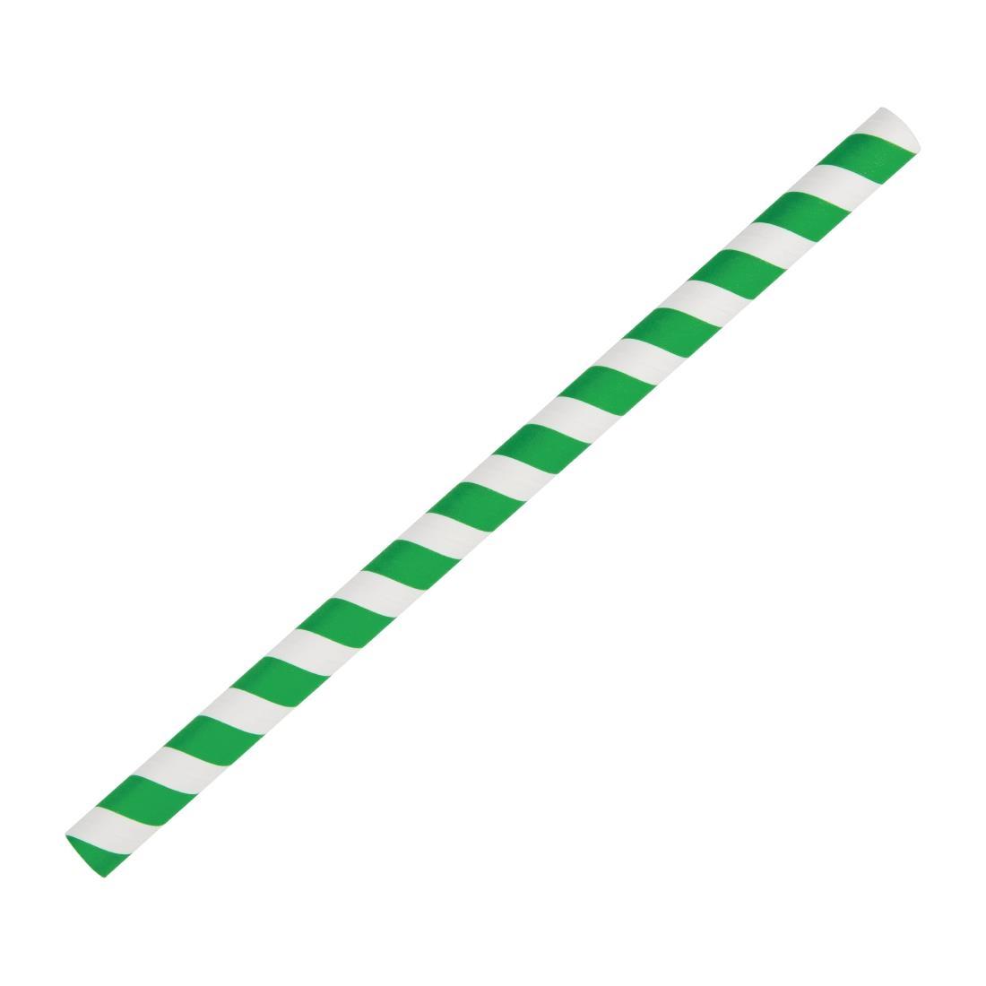 Fiesta Compostable Paper Smoothie Straws Green Stripes (Pack of 250) - FB148  - 1