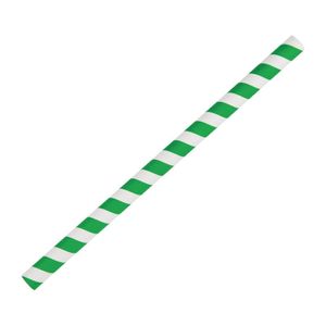 Fiesta Compostable Paper Smoothie Straws Green Stripes (Pack of 250) - FB148  - 1