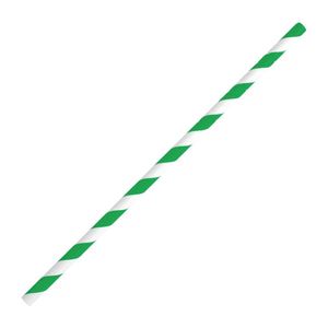 Fiesta Compostable Bendy Paper Straws Green Stripes (Pack of 250) - FB143  - 1