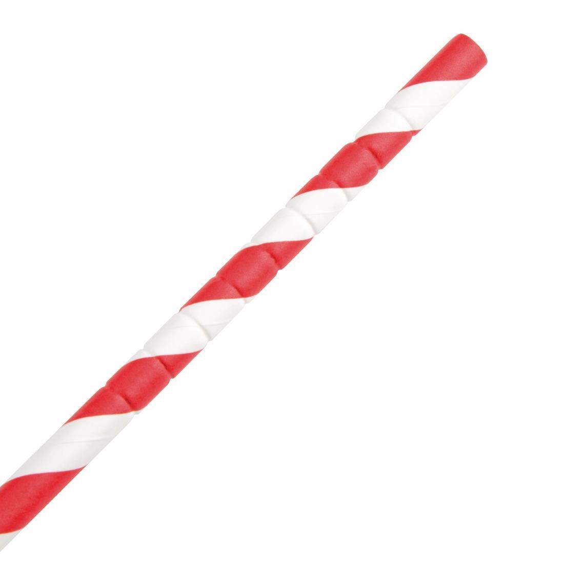 Fiesta Compostable Bendy Paper Straws Red Stripes (Pack of 250) - FB142  - 2