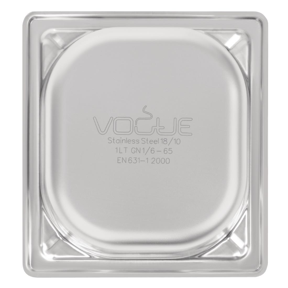 Vogue Heavy Duty Stainless Steel 1/6 Gastronorm Pan 65mm - DW449  - 6