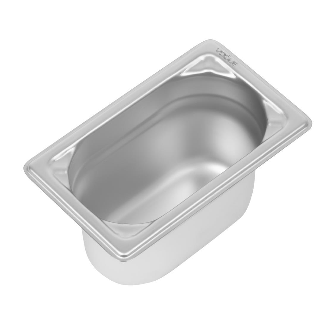Vogue Heavy Duty Stainless Steel 1/9 Gastronorm Pan 100mm - DW454  - 1