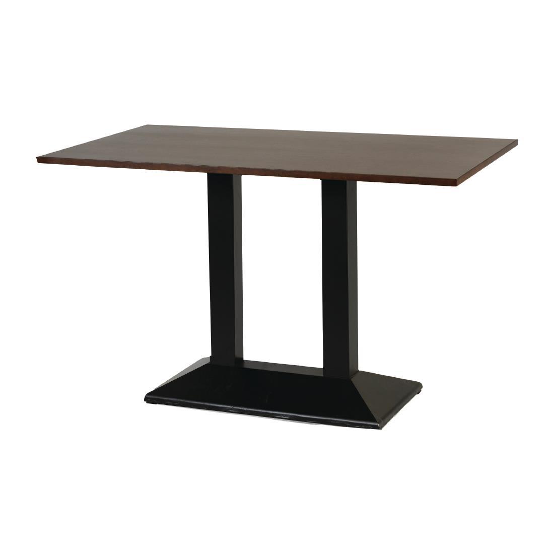 Turin Metal Base Pedestal Rectangle Table with Dark Wood Top 1200x700mm - FT503  - 1